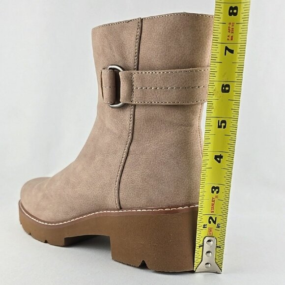 Naturalizer Women's Carlena Tan Ankle Boots Block Heel Buckle Creme Brulee Sz 7W - Picture 15 of 15